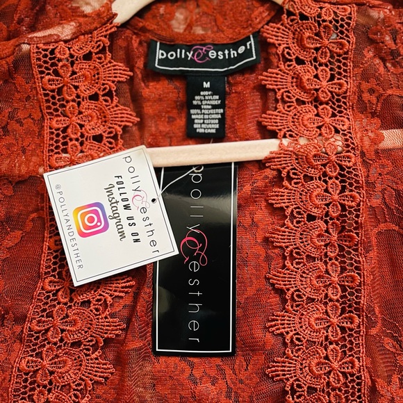 🔥POLLY & ESTHER Lace Rust Kimono✨ - Picture 6 of 7